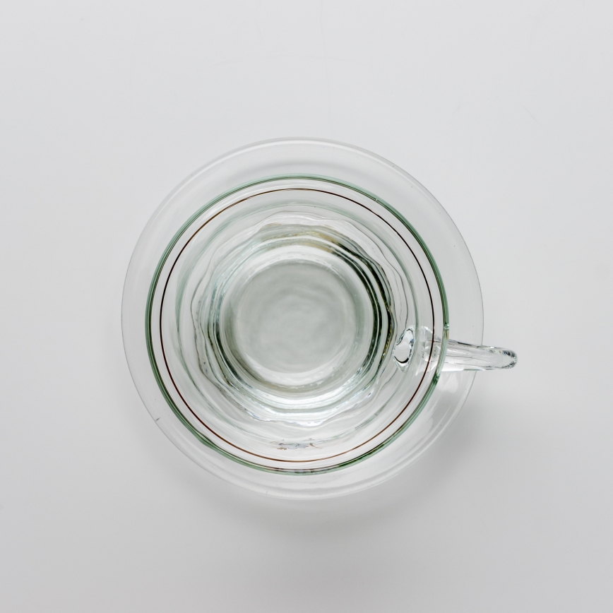 Set 6x ceașcă din sticlă cu farfurioară, transparent buchet nr. 2