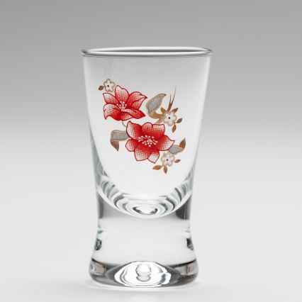 Set 6x pahar pentru tărie, transparent cu motiv de buchet nr. 2