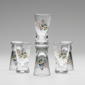 Set 6x pahar pentru tărie, transparent cu motiv de buchet nr. 3