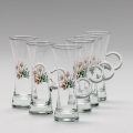 Set 6x pahar transparent cu toartă pentru lichior, motiv de buchet nr. 3