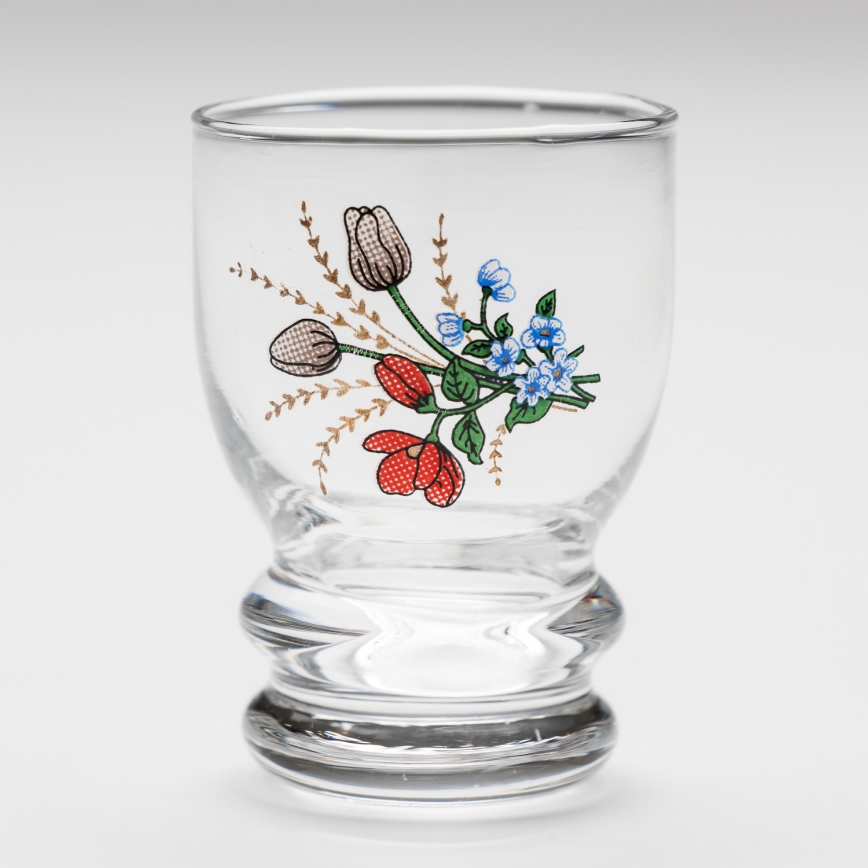 Set 6x pahar transparent pentru lichior, model floral nr. 6