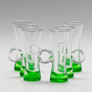 Set 6x pahar verde cu toartă pentru lichior