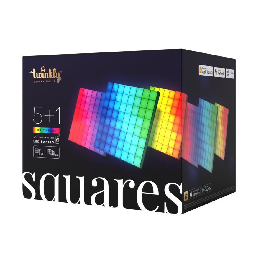 SET 6x panou LED RGB 64xLED 16x16 cm Wi-Fi Twinkly TWQ064STW-07-BEU