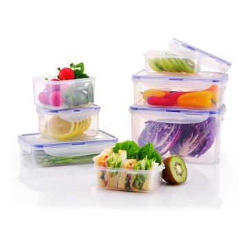 Set 7 buc. cutii pentru alimente LOCK, albastru/transparent