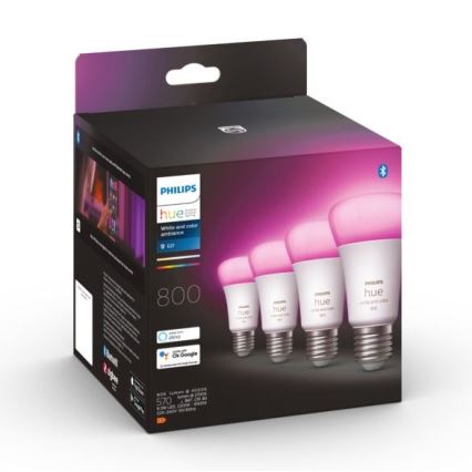 SET bandă LED RGBW dimabilă Philips Hue WHITE AND COLOR AMBIANCE 2m LED/20W/230V + 4x Dimmable bulb Philips A60 E27/6,5W/230V 2000-6500K