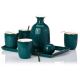 Set ceramic din cești cu carafă și tavă KENDI verde