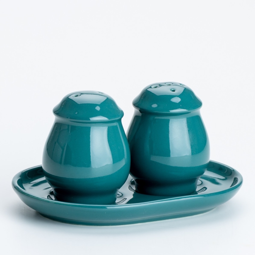 Set ceramic turcoaz pentru piper și sare