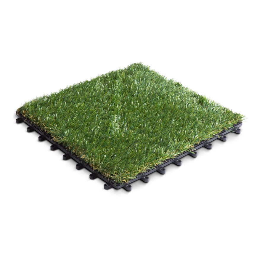 Set de 11 plăci de gazon artificial 30x30 cm, înălțimea firelor 20 mm, verde