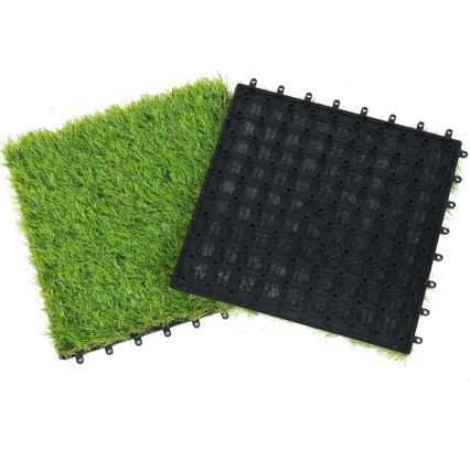 Set de 11 plăci de gazon artificial 30x30 cm, înălțimea firelor 20 mm, verde
