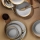 Set de 16 piese pentru masă, porțelan, gri/auriu