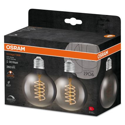 Set de 2 becuri LED dimabile cu filament vintage E27/7,8W/230V 1800K - Osram
