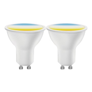 Set de 2 becuri LED dimabile MESH Smart GU10/6,5W/230V 2700-6500K + telecomandă - Aigostar