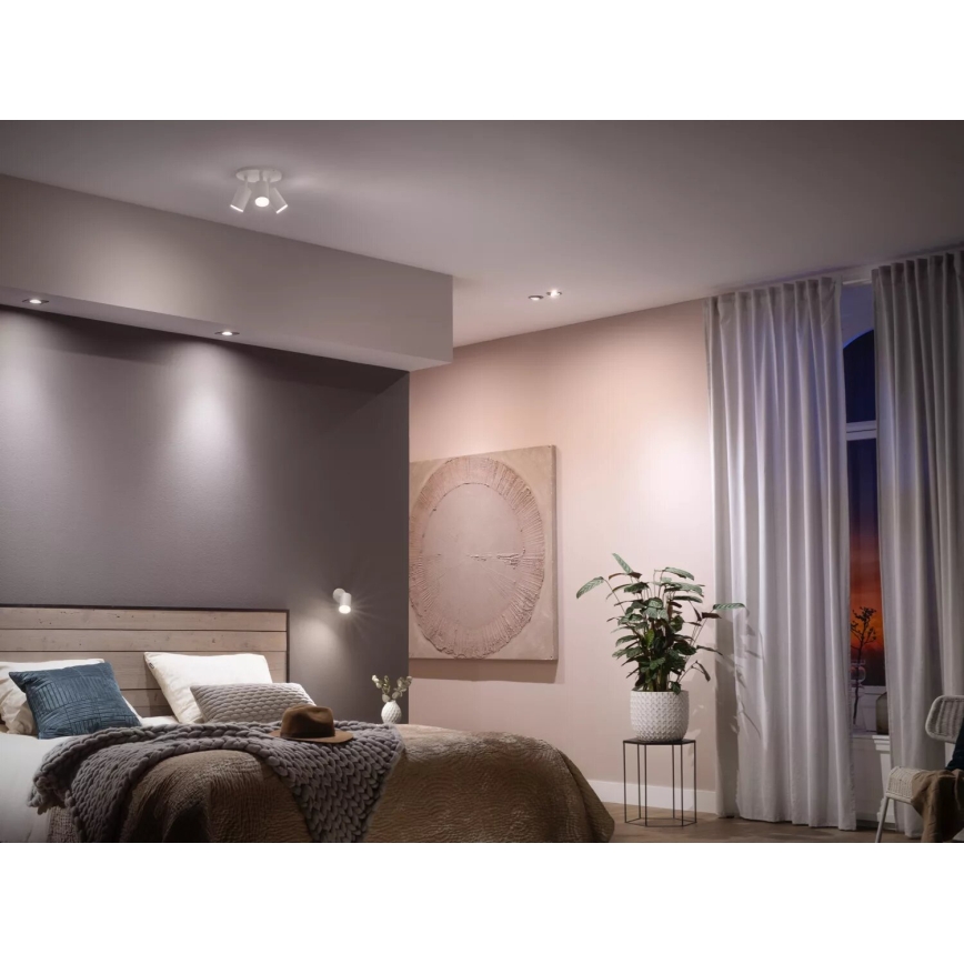 Set de 2 becuri LED reglabile Philips Hue White Ambiance GU10/4,2W/230V 2200-6500K + comutator dimmer