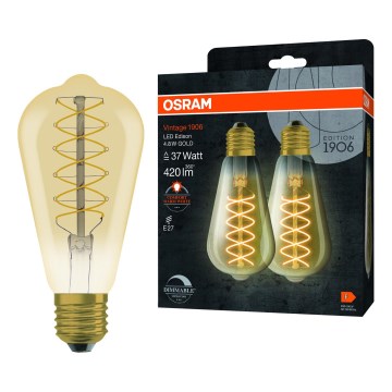 Set de 2 becuri LED dimabile VINTAGE FILAMENT E27/4,8W/230V 2200K - Osram