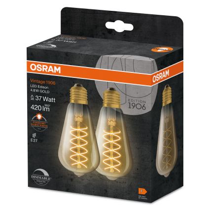 Set de 2 becuri LED dimabili VINTAGE FILAMENT E27/7,8W/230V 1800K - Osram