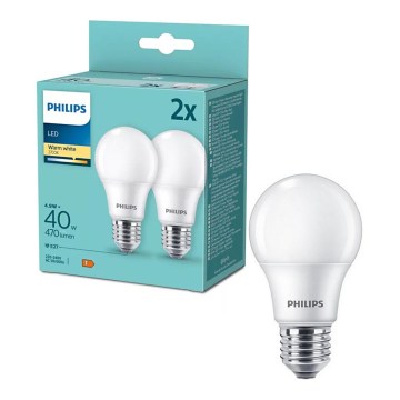 Set de 2 becuri LED Philips A60 E27/4,9W/230V 2700K