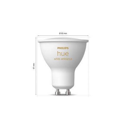 Set 2x becuri LED dimabile Philips Hue WHITE AMBIANCE GU10/4,2W/230V 2200-6500K + Hue bridge