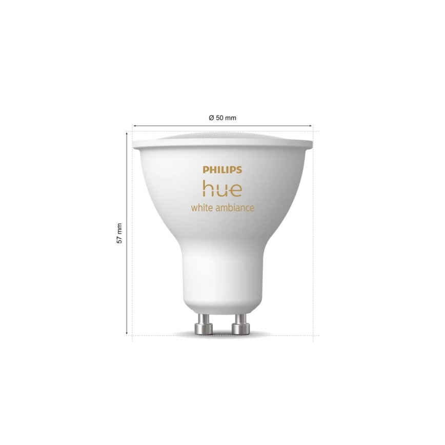 Set 2x becuri LED dimabile Philips Hue WHITE AMBIANCE GU10/4,2W/230V 2200-6500K + Hue bridge