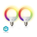Set de 2 becuri LED RGBW dimabile SmartLife, soclu E27, 9W, 230V, Wi‑Fi, 2700–6500K