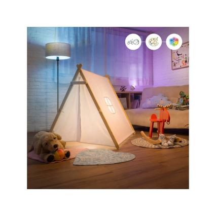 Set de 2 becuri LED RGBW dimerizabile A60 E27, 9W, 230V, 2200-6500K, Wi‑Fi + telecomandă - WiZ