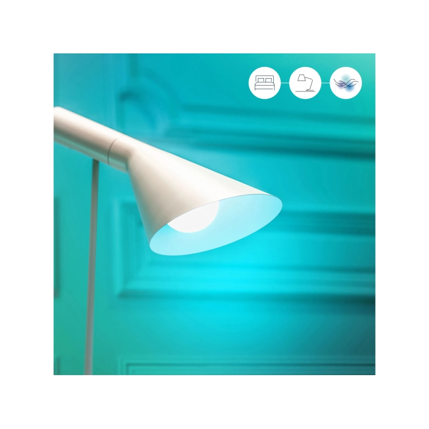 Set de 2 becuri LED RGBW dimerizabile A60 E27, 9W, 230V, 2200-6500K, Wi‑Fi + telecomandă - WiZ