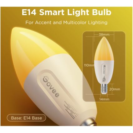 Set de 2x becuri LED RGBWW reglabile MATTER E14/5W/230V 2700-6500K Wi-Fi - Govee