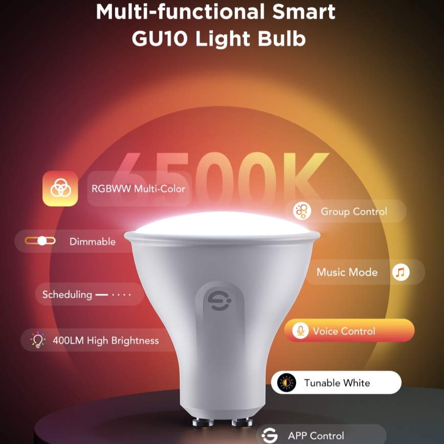 Set de 2 becuri LED RGBWW dimabile MATTER GU10/4,8W/230V 2700-6500K Wi-Fi - Govee