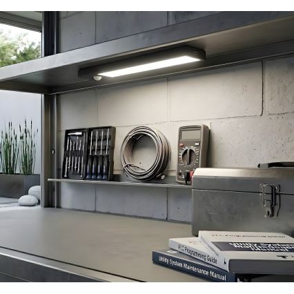 Set de 2 lumini LED reîncărcabile pentru mobilier cu senzor de mișcare și crepuscular VIRO LED/1W/3,7V 800 mAh 3000/4000/6500K 20 cm negru
