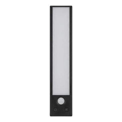Set de 2 lumini LED reîncărcabile pentru mobilier cu senzor de mișcare și crepuscular VIRO LED/1W/3,7V 800 mAh 3000/4000/6500K 20 cm negru