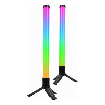 Set de 2 lămpi de birou LED RGBIC, reglabile (LED/5W/5V), negre, cu telecomandă