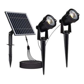 Set de 2 lămpi solare LED pentru exterior 2xLED/1,2W/3,7V IP65 3000K 4000 mAh