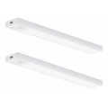 Set de 2 lumini LED reîncărcabile pentru mobilier, cu senzor de mișcare și de crepuscul VIRO LED/1,2W/3,7V 800 mAh 3000/4000/6500K 30 cm alb