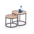 Set de 2 măsuțe de cafea JENO, stejar/negru