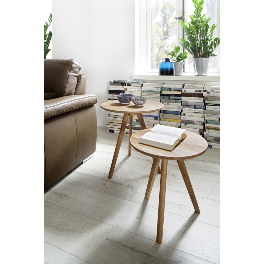 Set de 2 măsuțe de cafea VEYLOR, stejar