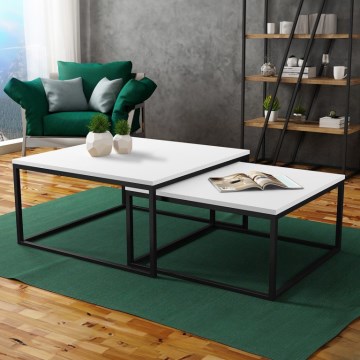 Set de 2 mese de cafea DUAL 76x76/66x66 cm negru/alb