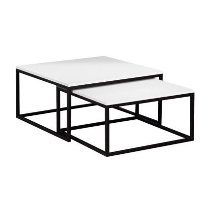 Set de 2 mese de cafea DUAL 76x76/66x66 cm negru/alb