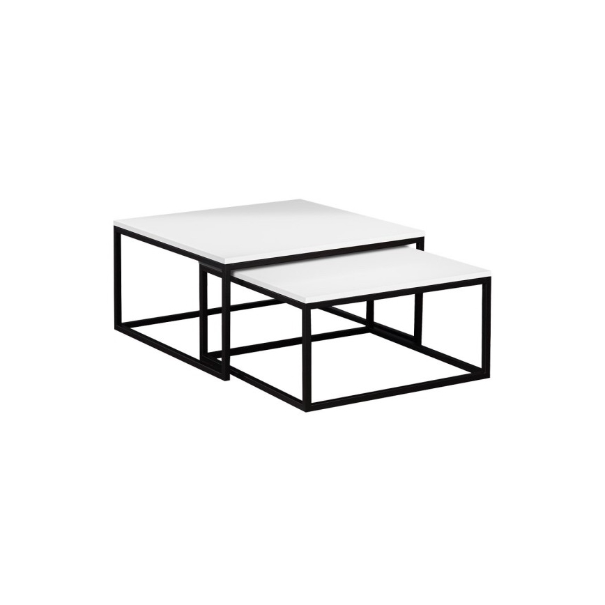 Set de 2 mese de cafea DUAL 76x76/66x66 cm negru/alb