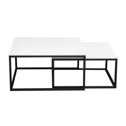 Set de 2 mese de cafea DUAL 76x76/66x66 cm negru/alb