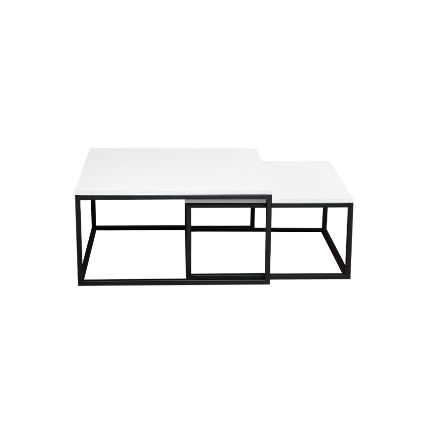 Set de 2 mese de cafea DUAL 76x76/66x66 cm negru/alb