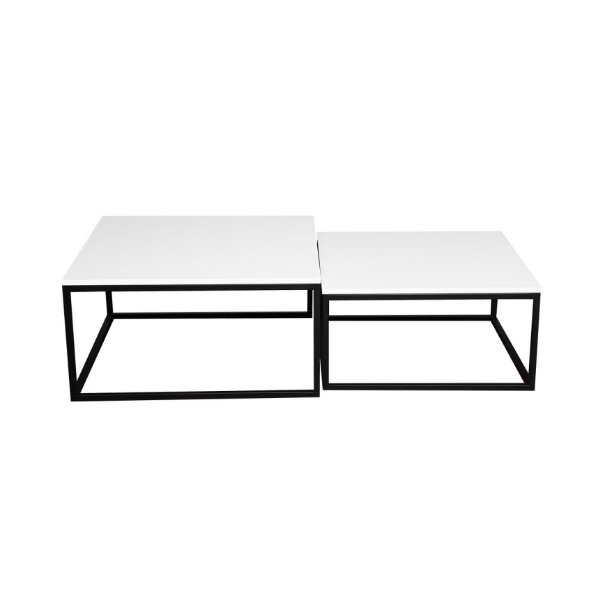 Set de 2 mese de cafea DUAL 76x76/66x66 cm negru/alb