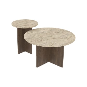 Set de 2 mese de cafea PURO, Ø 40/70 cm, nuc/bej
