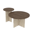 Set de 2 mese de cafea PURO, Ø 40/70 cm, travertin/nuc