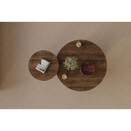 Set de 2 mese de cafea PURO, Ø 40/70 cm, travertin/nuc