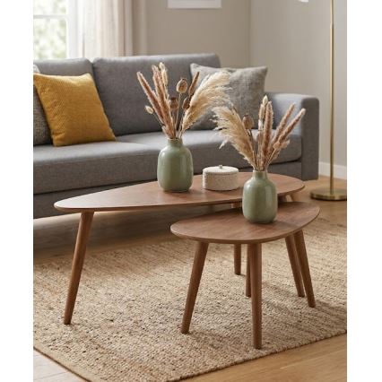 Set de 2 mese de cafea SOLE 60/80x30/40 cm nuc