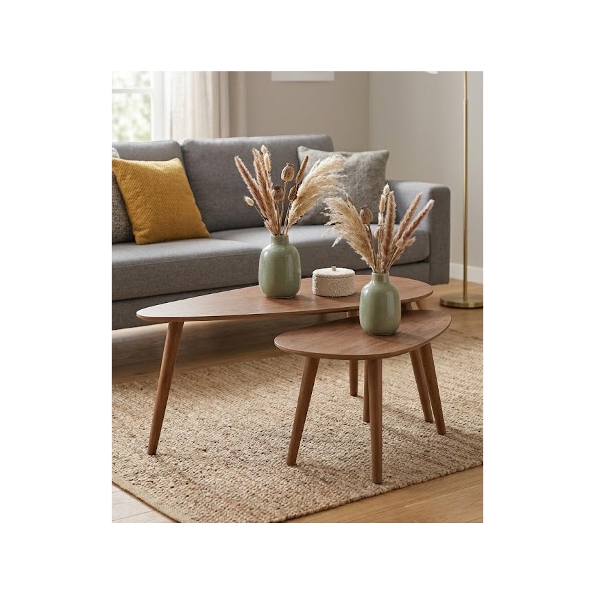 Set de 2 mese de cafea SOLE 60/80x30/40 cm nuc