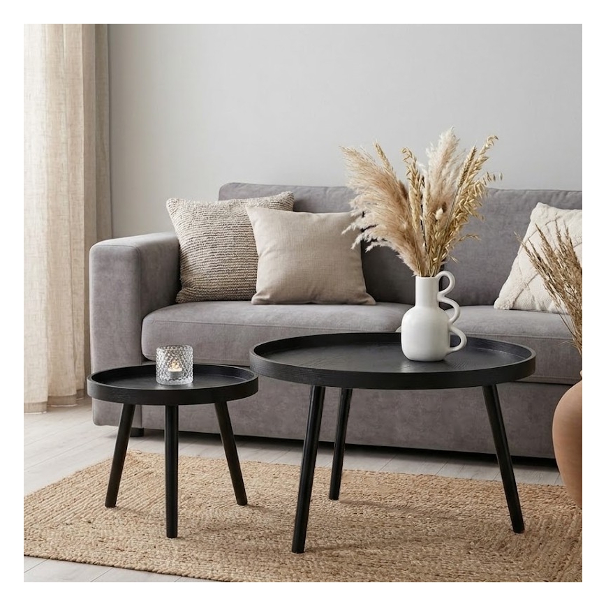 Set de 2 mese de cafea VERDE, Ø 60/38 cm, negru