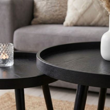 Set de 2 mese de cafea VERDE, Ø 60/38 cm, negru