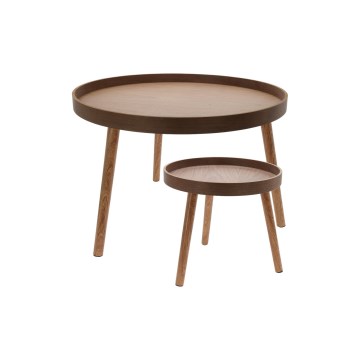Set de 2 mese de cafea VERDE, Ø 60/38 cm, nuc