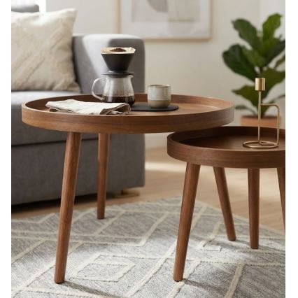 Set de 2 mese de cafea VERDE, Ø 60/38 cm, nuc
