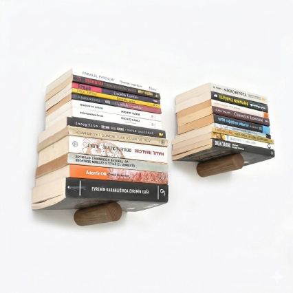 Set de 2 polițe de perete, 15 x 21 cm, negre
